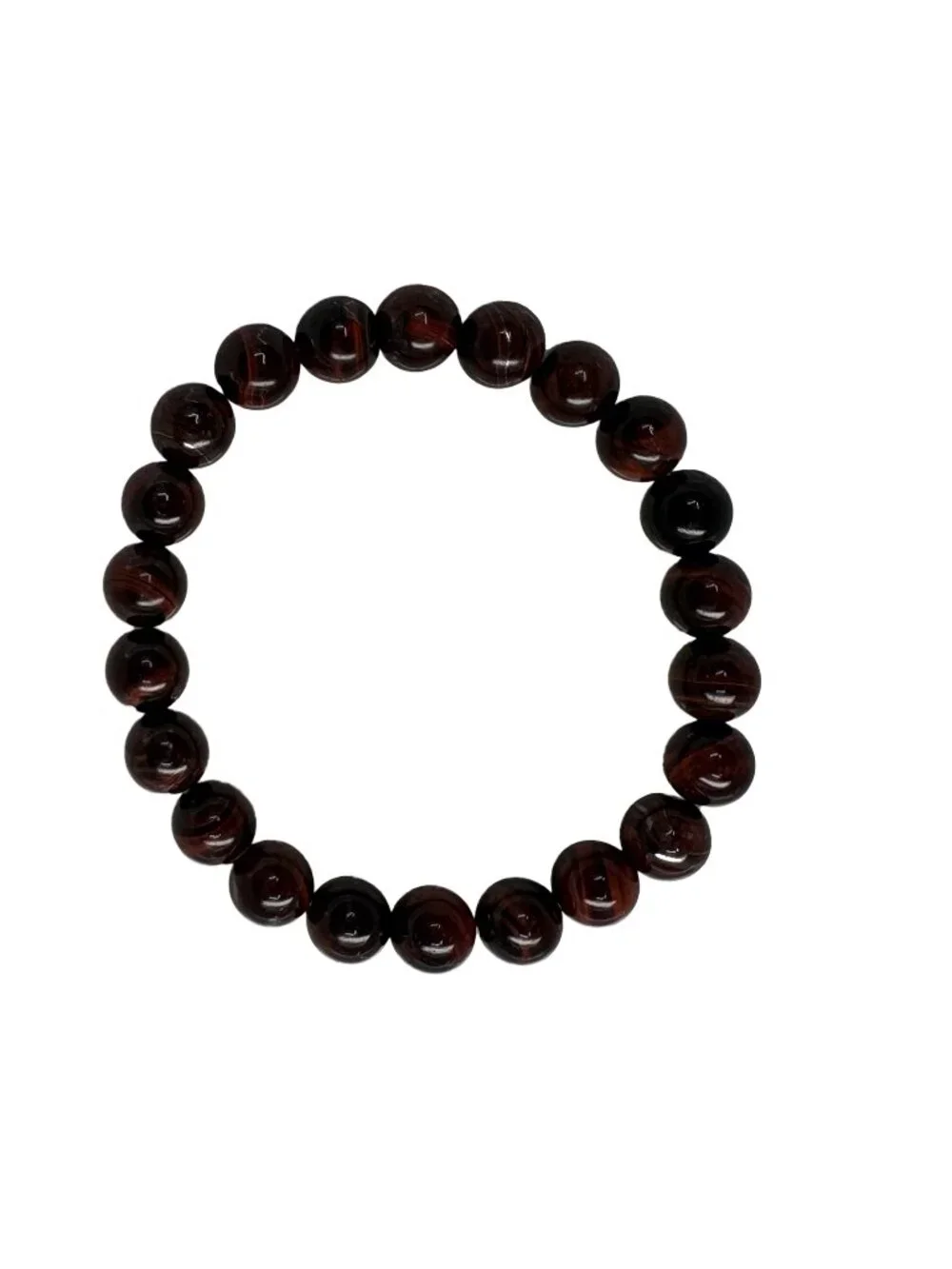 8mm Natural Red Tiger Eye Bead Bracelet Genuine Crystal Custom Size Chatoyant